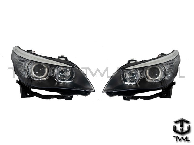 台灣之光 全新 E60 E61 04~10年 黑底 鹵素 H7 白光 U光圈 魚眼 投射 大燈 頭燈 525 520